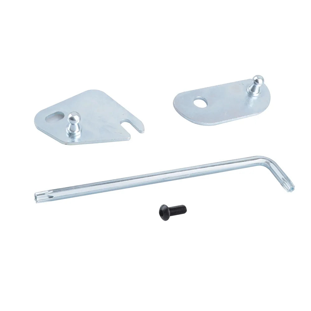 Metal gas spring tailgate struts and mounting plate for a Ford F-150 truck.