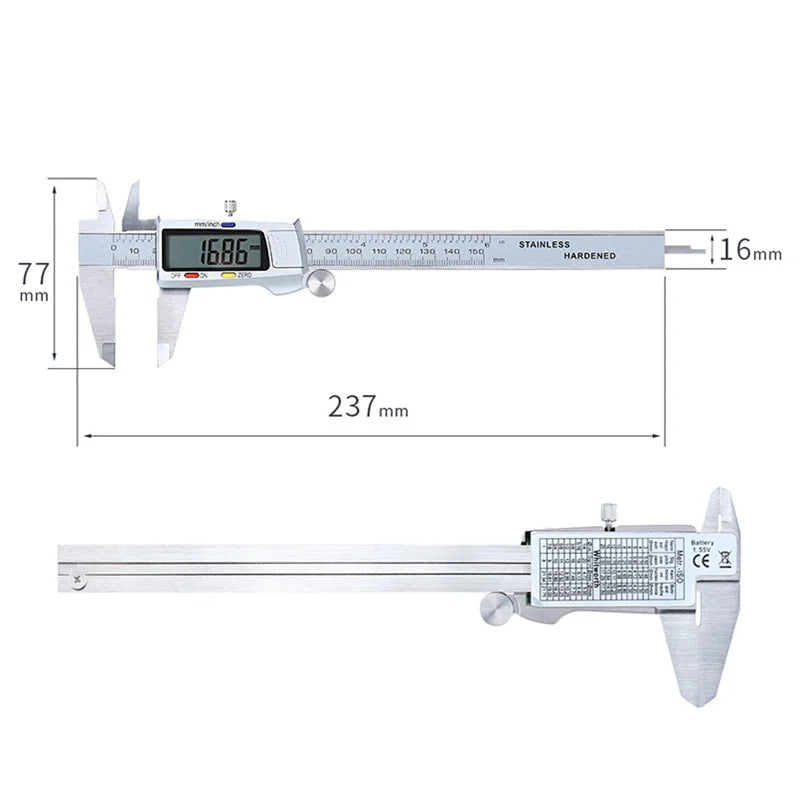 Stainless Steel Digital Caliper 0-150mm with Large LCD Display