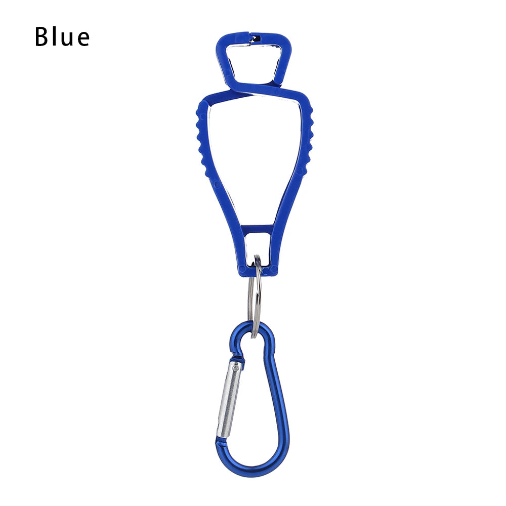 Blue durable glove clip with an ergonomic grip
