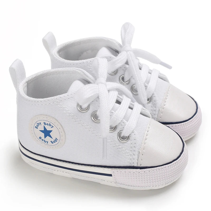 Classic Canvas First Walker Shoes for Babies with Star Print