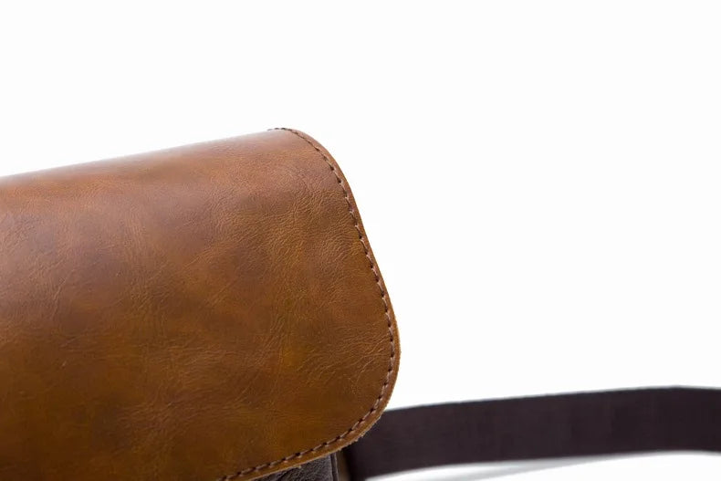 Vintage Leather Crossbody Bag for Men – Compact Messenger Shoulder Bag