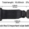 A diagram showing the dimensions of a seat belt extender, including total length and various segment lengths.