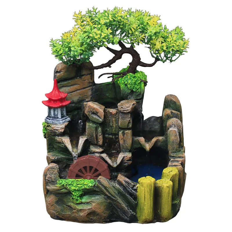 Resin Rockery Tabletop Water Fountain with Feng Shui Wheel