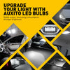 A yellow graphic promoting upgrade light bulbs for cars, showing interior lighting examples.