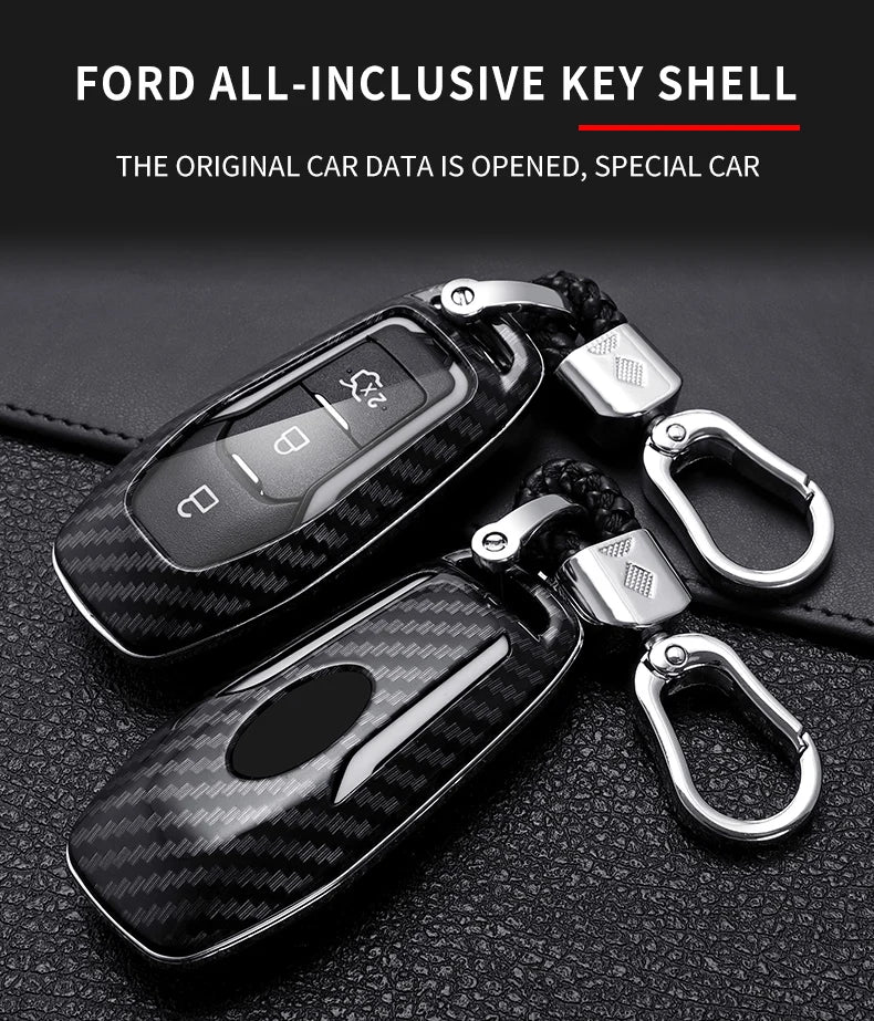 Carbon Fiber Car Key Cover for Ford Models