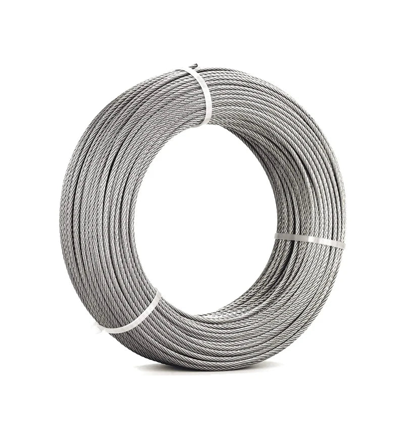 Coiled marine-grade T316 stainless steel cable used for railing systems