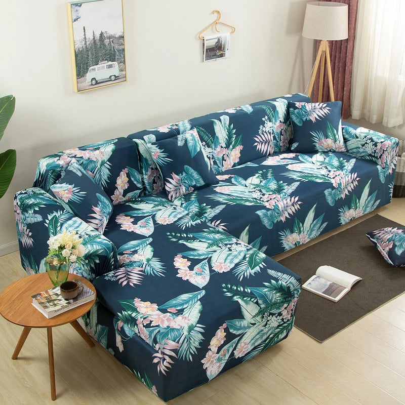 Printed Stretch Sofa Cover for L-Shaped and Corner Sofas