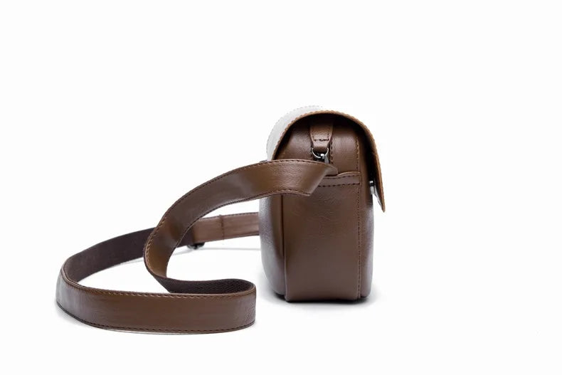 Vintage Leather Crossbody Bag for Men – Compact Messenger Shoulder Bag