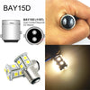 A close-up view of a BAY15D dual contact bayonet LED bulb and an SMD LED bulb.