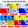 Seven pairs of super bright LED fog light bulbs are shown in various color combinations including white, red, blue, yellow, a
