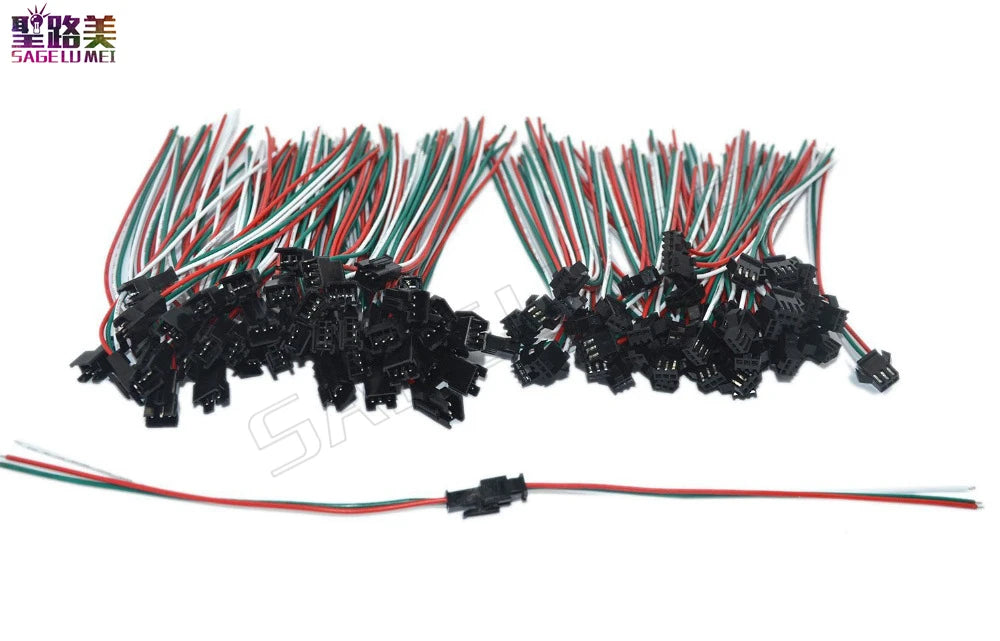 JST SM LED Strip Connector Cables (2-5 Pin, Male & Female)
