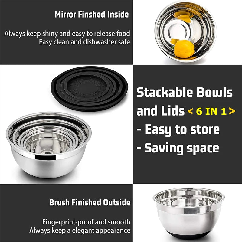 Stainless Steel Mixing Bowl Set with Lids