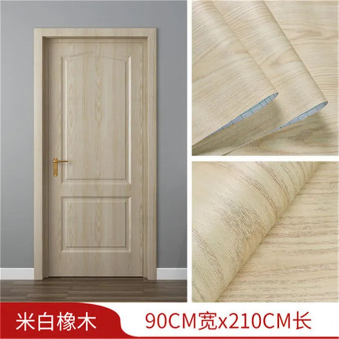 Light wood grain self-adhesive wallpaper roll for doors and furniture