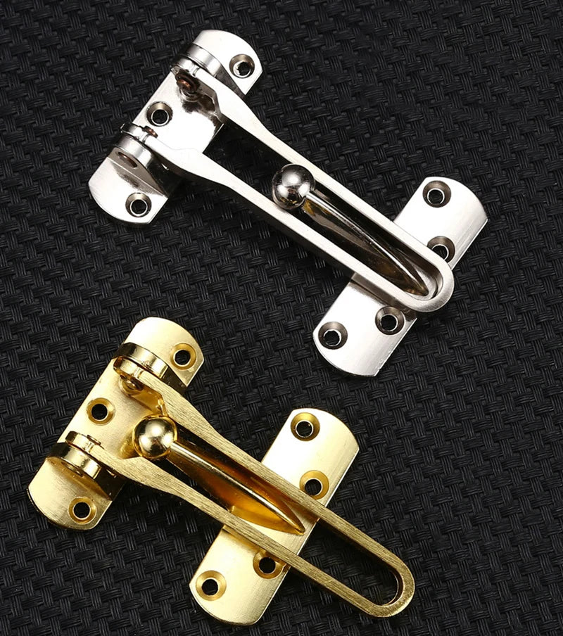 A pair of wooden Montessori busy board DIY parts, featuring a silver and a gold component.