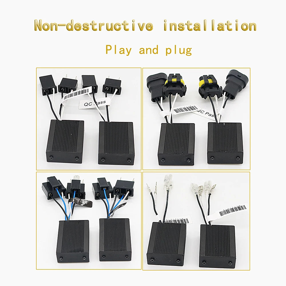 Non-destructive installation play and plug method for Canbus LED decoder harness.