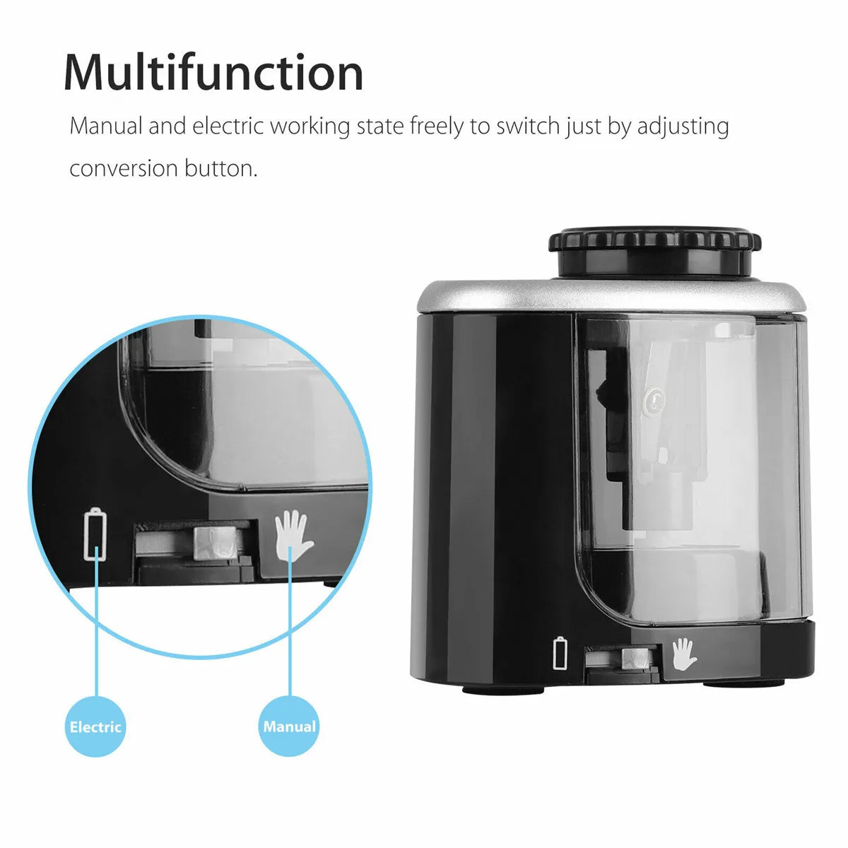 Electric Pencil Sharpener – Battery-Powered, Safe for Kids & Artists