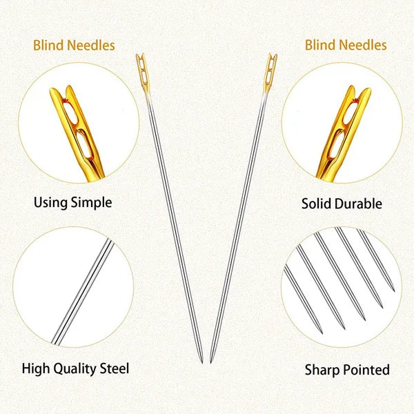 Self-Threading Stainless Steel Sewing Needles (12-Pack)
