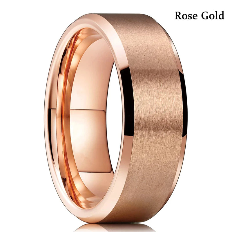 Men's Black Stainless Steel Wedding Band with Double Groove Detail