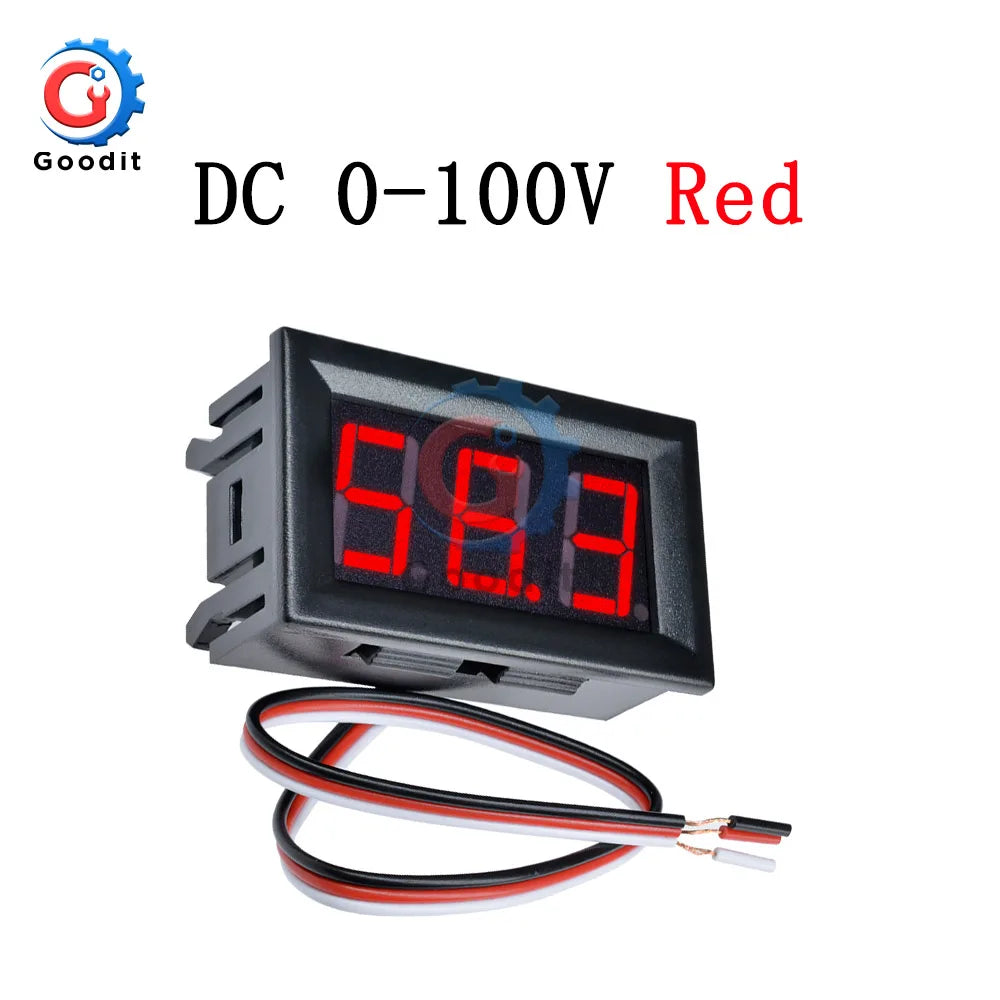 Mini LED Digital DC Voltmeter 0-100V with Three Color Options