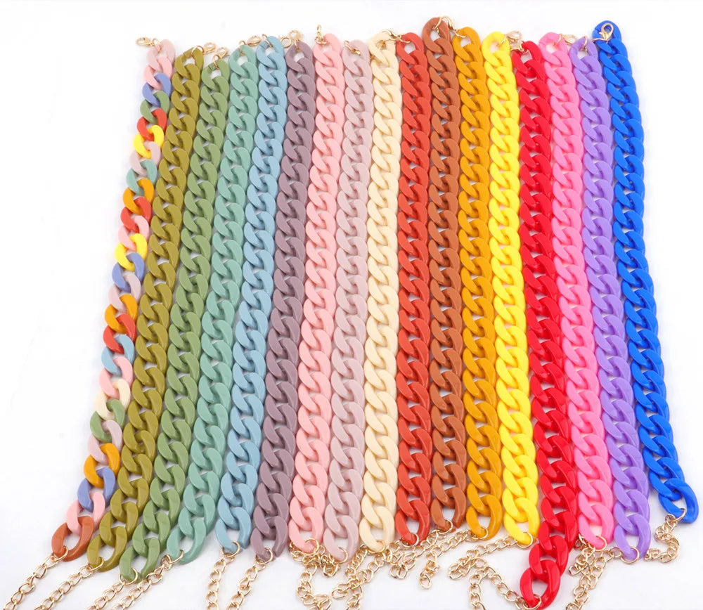 Colorful Acrylic Chain Necklace Set for Women