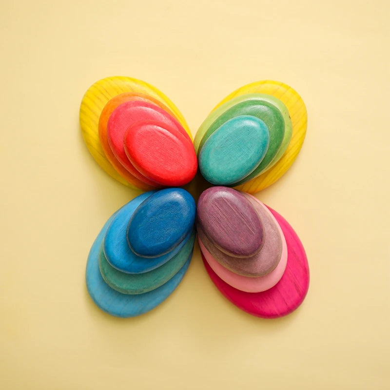 Wooden Rainbow Stacking Stones - Montessori Balancing Blocks for Kids