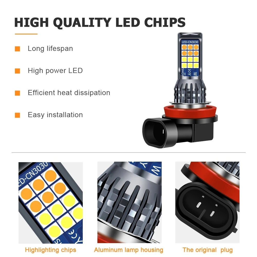 A set of high quality LED chips and an aluminum lamp housing for a super bright fog light bulb.