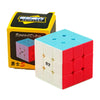 A yellow box and a blue and white SpeedCube puzzle are shown.