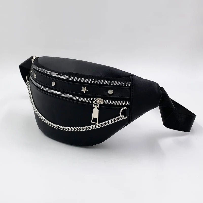 Riveted PU Leather Crossbody Waist Bag