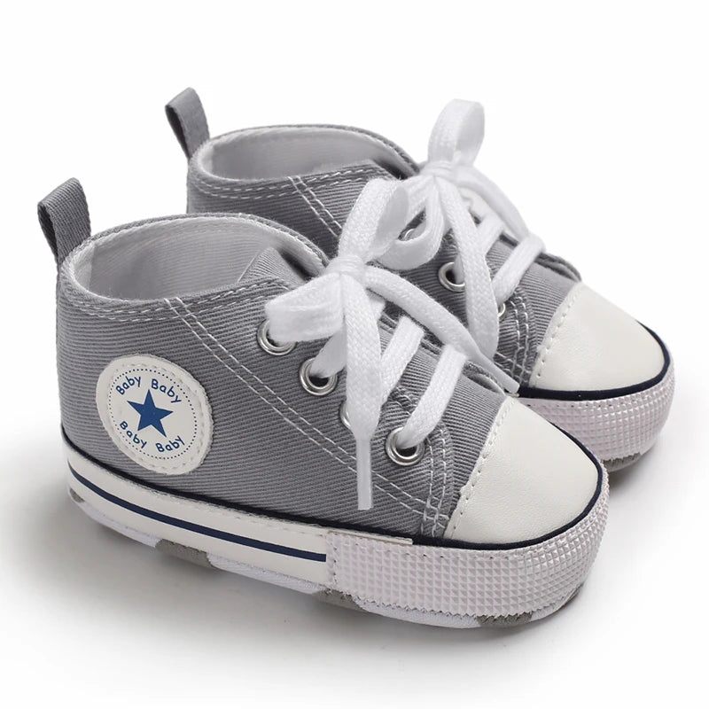 Classic Canvas First Walker Shoes for Babies with Star Print