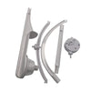 A gray musical crib mobile with a rotating rattle bracket and hanging components.