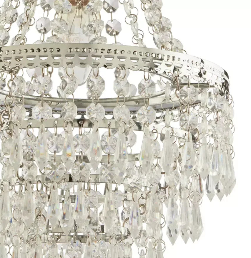 Abat-jour de lampe chromé à 5 étages en perles