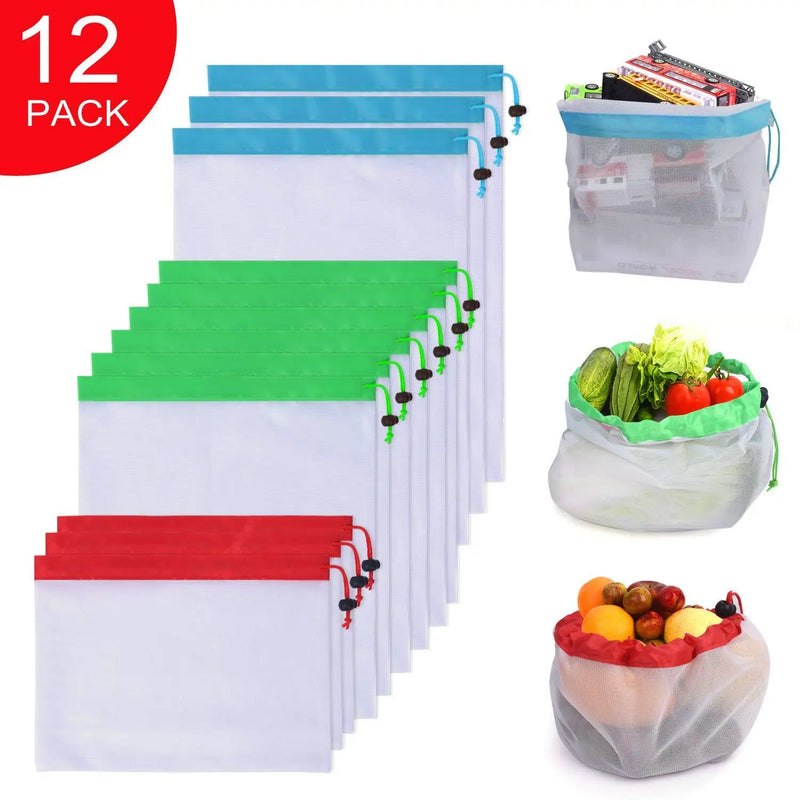 Sacs en maille réutilisables - Lot de 3 tailles