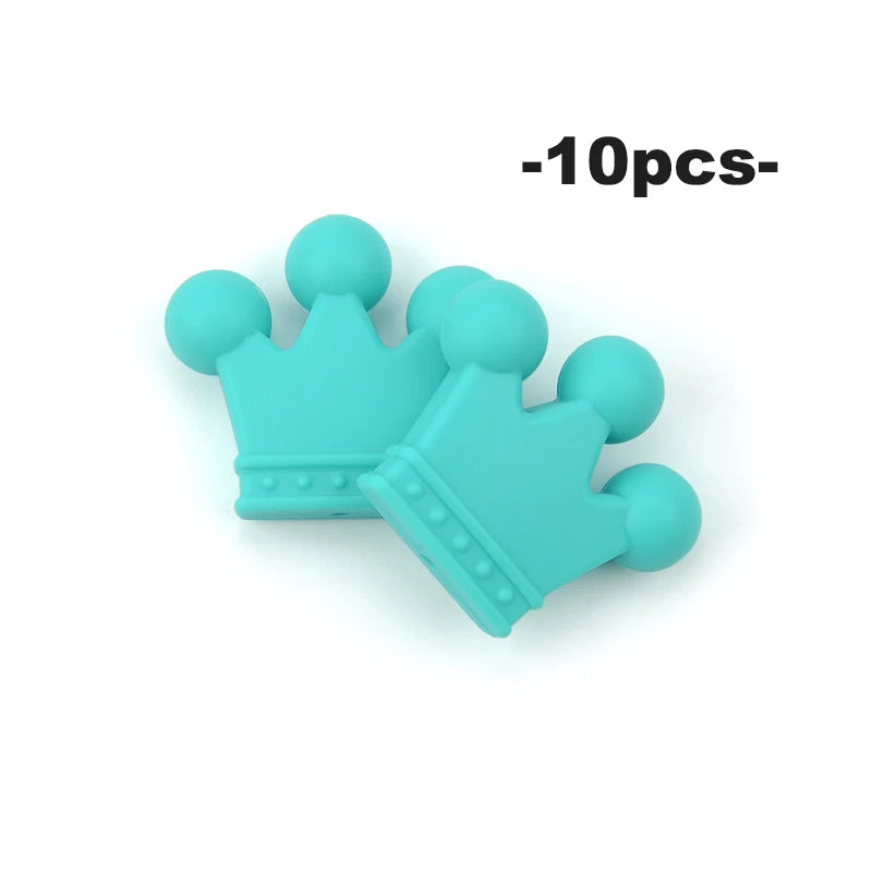 Ten pieces of light blue silicone crown beads for jewelry making and DIY crafts