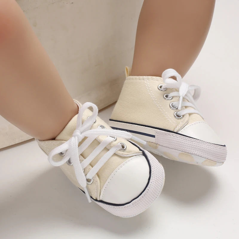 Classic Canvas First Walker Shoes for Babies with Star Print
