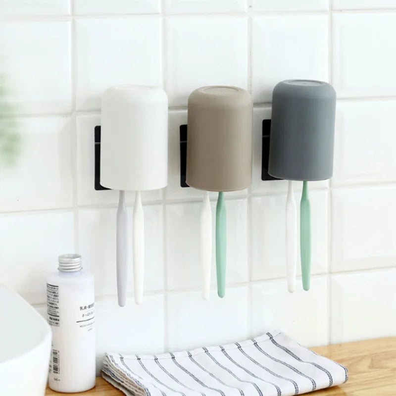 Wall-Mounted Toothbrush and Cup Holder