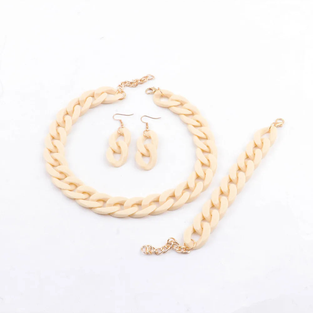 Colorful Acrylic Chain Necklace Set for Women