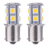 A pair of silver LED bulbs with yellow light, designed for turn signal and reverse lights.