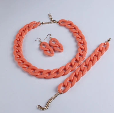 Colorful Acrylic Chain Necklace Set for Women