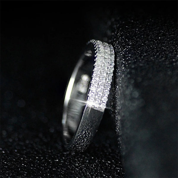 Three-Row Pave Cubic Zirconia Ring