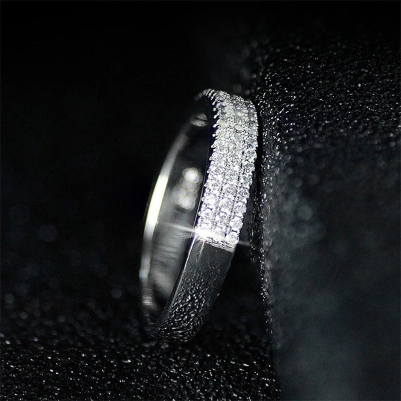 Three-Row Pave Cubic Zirconia Ring