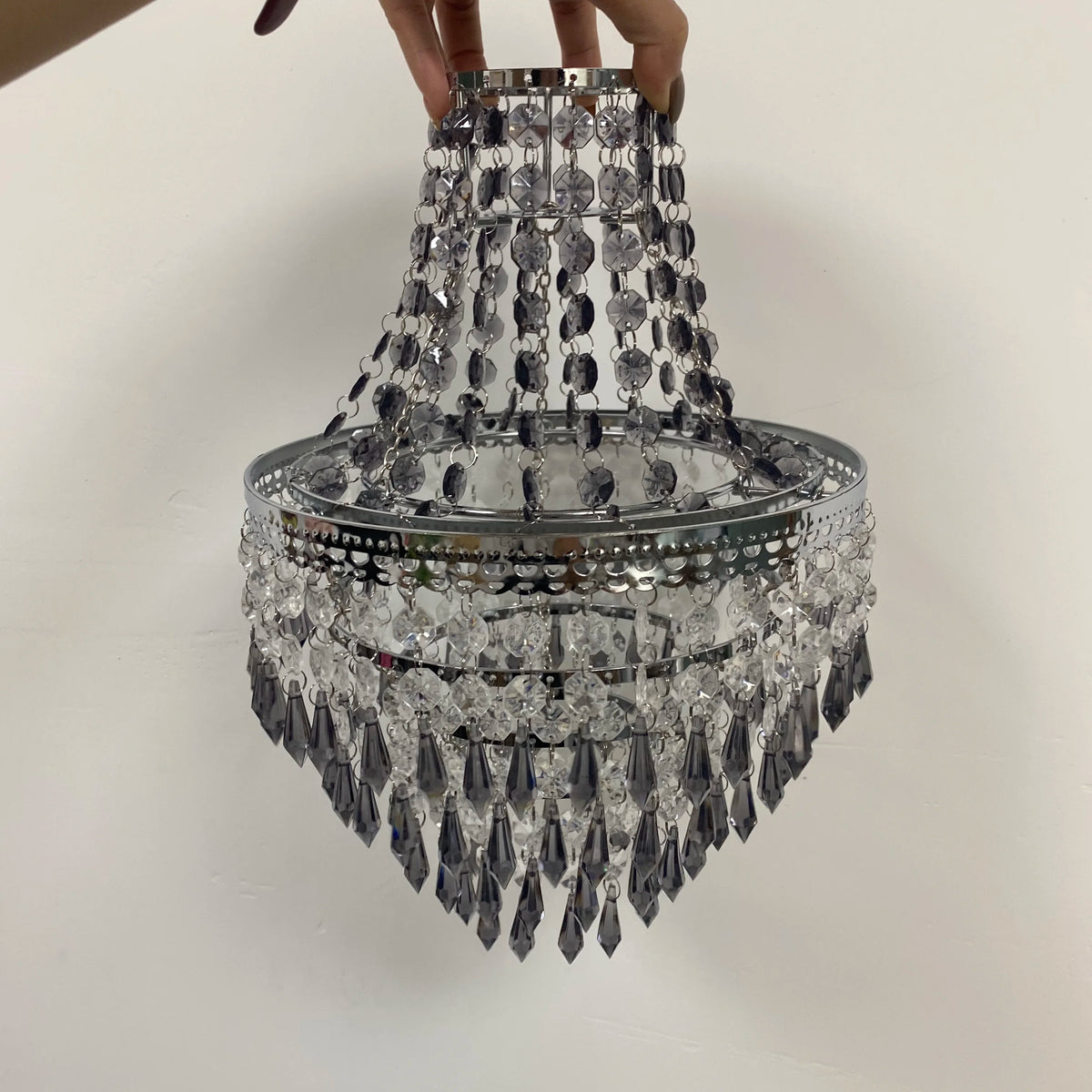 Abat-jour de lampe chromé à 5 étages en perles
