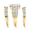 Set de Anillos Nupciales Vintage con Diamante de Laboratorio Marqués en Oro de 14K