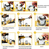 Step-by-step instructions showing how to use a button maker machine kit with circle cutter and molds.