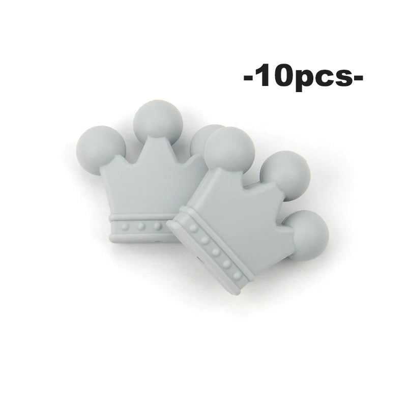 Ten food-grade silicone crown beads for jewelry making and DIY crafts