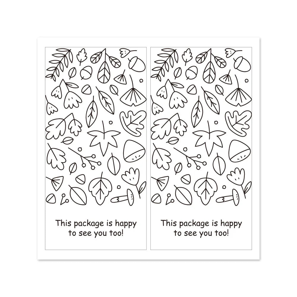 Ein Blatt rechteckiger Dankeskärtchen-Sticker mit verschiedenen Blätter- und botanischen Designs.