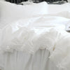 Luxury White Cotton Duvet Cover with Ruffle Lace Trim