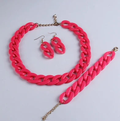 Colorful Acrylic Chain Necklace Set for Women