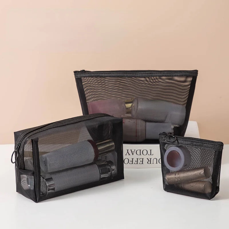 Breathable Mesh Makeup Bag Organizer - Multi-Purpose Travel Toiletry Pouch