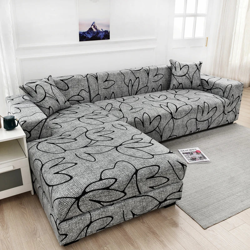 Printed Stretch Sofa Cover for L-Shaped and Corner Sofas