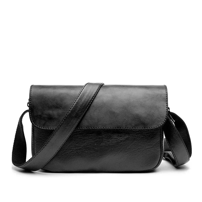 Vintage Leather Crossbody Bag for Men – Compact Messenger Shoulder Bag